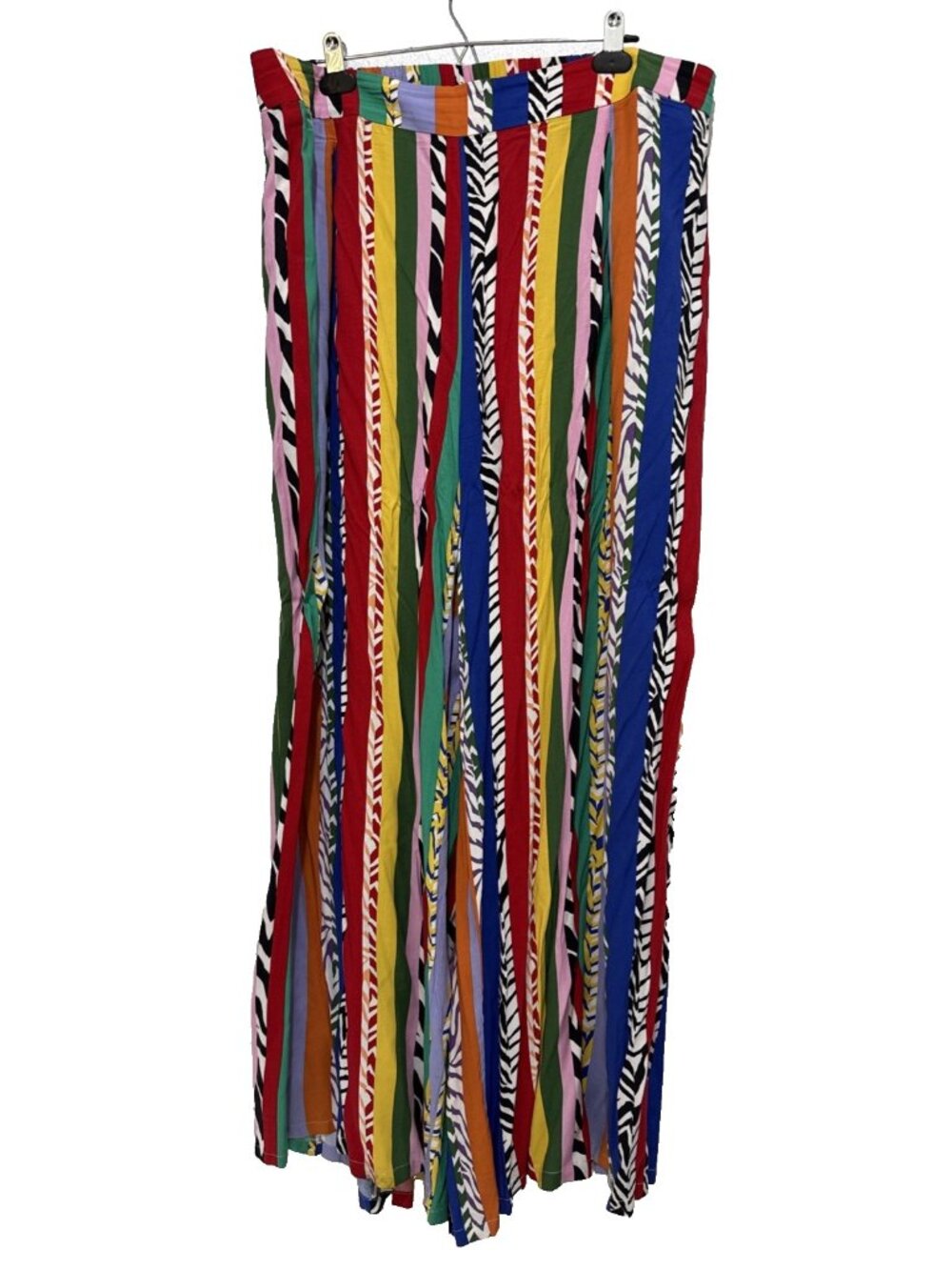 Eloquii Colorful Stripe Animal Print Lightweight Wide Leg Palazzo Pants Size 18